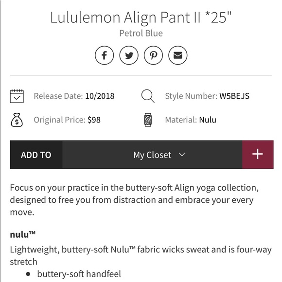 EUC Lululemon Align II 25” Blue HR Size 4 Leggings - Picture 6 of 11